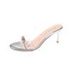 Chinelos estilo francês feminino verão novo peep toe moda sapatos salto agulha 2024 salto alto estilo fada sapatos tamanho 42