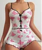 Verão 2026 Novo Estilo Roupa de Casa Transfronteiriça Malha Canelada Doce Camisola Shorts Conjunto de Lingerie Sexy Pijama para Mulheres