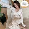 Pijama Popular Transfronteiriço Feminino Primavera e Outono Novo Cardigan de Alça com Bojo Estilo Coreano Estilo Puro Desejo Conjunto de Três Peças Roupa de Casa