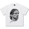 Transfronteriza 2025 Nueva Camiseta Modric Estilo Americano Retro Holgada Cuello Redondo Transpirable Estampada Manga Corta para Hombre Camiseta Base