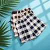 Cueca Box Masculina com Estampa Xadrez Tendência, Shorts para Casa Respiráveis da Moda de Cintura Média Tamanho Grande, Fornecimento Direto do Fabricante