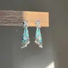Brincos de Stud "O Mágico de Oz" Gota de Água Verde Fresca Borboleta Primavera/Verão Joias para Orelha