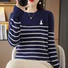 Suéter Pulóver Transfronterizo Otoño 2026 para Mujer, Camiseta Base de Punto de Terciopelo Andy Cuello Redondo, Rayas Estilo Coreano para Comercio Exterior