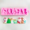 Campana de Santa Muñeco de Nieve Reno Navideño Flip Azúcar Seco Ritmo Arcilla de Chocolate Decoración de Pastel Molde de Silicona