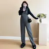 Tirantes para embarazadas para otoño e invierno 2024 nueva moda moda tendencia mamá holgados ajustados forrados de polar pantalones de pierna ancha camisa base