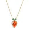 Collar de Zanahoria con Gema Naranja para Mujer Dulce Lujo Ligero Colgante de Gama Alta Diseño de Moda Cadena para Clavícula Collar Exquisito