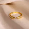 Anel Europeu e Americano de Moda Transfronteiriço Novo Estilo Infinito Micro-Incustado com Zircônia Vazada para Mulheres, Anel de Ouro de Luxo Leve de Nicho