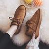Botas Botines de Mujer 2019 Nuevas Invierno Piel Uno Forro Polar Zapatos de Algodón Combinan con Todo Estilo Coreano Estudiante Botas de Nieve de Invierno para Mujer