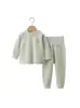 Conjunto de ropa interior sin costuras de algodón puro para bebé, top y pantalón de otoño de cintura alta que protege el vientre, Clase A, apto para todas las estaciones, ropa de casa para lactantes