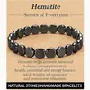 Venta Caliente Transfronteriza de Amazon Pulseras Elásticas Cuadradas con Cuentas de Hematita Piedra Biliar Negra Manzana para Hombres y Mujeres al por Mayor