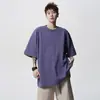 Camiseta de Manga Corta Manga Larga Hombre Nuevo Verano Holgada Estampada Media Manga Camisa Básica Pura Casual para Hombre Tops de Alta Calidad