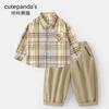 Conjunto Duas Peças de Camisa e Calça Panda Kaka para Meninos Roupa de Outono Infantil Roupa Casual de Outono para Bebê Roupa de Bebê Tendência