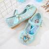 Zapatos de Cuero para Niñas 2025 Nuevos Suela Blanda de Moda Punta Redonda Transpirables Cuadros Lentejuelas Zapatos de Princesa Elsa Venta Directa de Fábrica