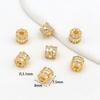 Contas de Barril de Zircônia Micro-Cravejada Banhadas a Ouro 18K com Preservação de Cor, Furo Passante, Pulseira de Cristal Pequena Cinturinha, Contas Espaçadoras DIY, C45