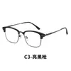 22001 Gafas de Prescripción Cuadradas Grandes con Montura Parcial de Aleación Elegantes para Hombre Venta al por Mayor Negras Plateadas Artísticas Intelectuales Gafas sin Graduación