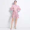 Fotos Reales de Ropa de Mujer para Exportación - Conjunto de Dos Piezas Estilo Palacio Retro Francés, Moderno Conjunto de Vestido con Cuello Alto y Encaje