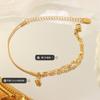 Pulsera de cadena doble con labio, estilo campus, combinable con todo, con colgante de bola de acero pequeña, de titanio y chapada en oro, E152