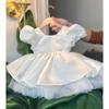 Vestido de Cumpleaños para Niña de Un Año, Vestido de Dama de Boda, Nuevo Estilo Verano 2026, Vestido Sencillo de Princesa con Mangas Abullonadas para Uso Diario