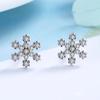 Aretes de tuerca de copo de nieve con diamantes de plata esterlina S925, dulces, japoneses y coreanos, de invierno, simples, producción al por mayor de fábrica