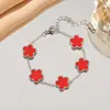 Pulsera de Acero de Titanio Trébol de la Suerte Flor de Cinco Hojas, Trébol de Cinco Hojas para Mujer, Lujo Asequible con Tacto Premium, Joyería de Acero Inoxidable Impermeable 18K