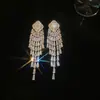 Pendientes de Borla con Flor de Zircón de Aguja de Plata Transfronterizos, Pendientes de Moda y Elegantes, Pendientes de Lujo Ligero y de Gama Alta, Diseño de Nicho