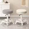 Taburete Pequeño Giratorio para Uso en Casa en la Sala de Estar, Taburete Bajo con Ruedas, Taburete para Cambiar Zapatos, Taburete de Costura con Lana de Cordero