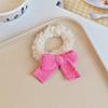 Anel de Cabelo de Lã de Cordeiro Rosa Framboesa Doce Laço de Cabelo Feminino Fofo para Outono e Inverno Joia de Cabeça de Pelúcia Delicada