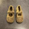 Fanjieya flat fleece-forrado pelúcia sapatos femininos inverno ao ar livre 2023 outono e inverno novos arco ervilhas sapatos únicos