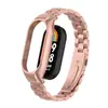 Adequado para Pulseira Xiaomi Mi Band 8, Pulseira de Aço Inoxidável Sólido com Três Contas, Pulseira de Metal Versão Cerâmica Xiaomi Mi Band 9