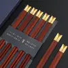 Chopsticks de Madeira Coloridos Chineses Pau-Rosa Sândalo Ébano Conjunto de Caixa de Presente Um Pessoa Um Chopstick Utensílios de Mesa Domésticos Hotel Presente