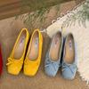Sapatos de Salto Baixo Quadrados de Camurça Vermelha para Mulheres, Novos Sapatos de Ballet com Laço Estilo Francês Primavera-Verão 2026