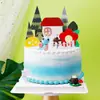Enfeites cerâmica fria dia das crianças uma família de quatro assando porco de desenho animado caracol de aniversário casa plug-in para bolo decoração
