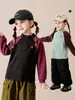 Ropa para Niños Amila 2026 Invierno Nueva Camiseta Térmica de Manga Larga con Bloques de Color y Media Cremallera para Niñas