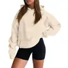 Sudadera con Hombros Caídos de Color Sólido para Mujer, Moda Transfronteriza, Otoño e Invierno 2025, Polar con Capucha, Venta al por Mayor, Casual, Versátil