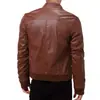 Comercio exterior Amazon invierno caballero de negocios cálido cárdigan con cremallera chaqueta de cuero PU cuello alto ajustada chaqueta de cuero para hombre
