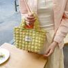 Bolsa Ins Bubble Estilo Preguiçoso Cor Pura Mão Zíper Compras Saco de Pano Portátil Grande Capacidade Bolsa de Lona
