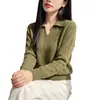Suéter de Tricô Verde Suave Estilo Preguiçoso Ano Novo Feminino Outono Inverno Sensação Relaxada Camada Interna Camada Base Top de Tricô Emagrecedor