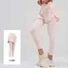 Calça Yoga Color Block Falsa de Duas Peças Anti-brilho Cintura Alta Malha Respirável Lateral com Bolso Legging para Corrida Feminina