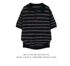 Top de punto a rayas de manga corta estilo Old Money para hombre, delgado y transpirable de verano, con solapa, manga media, casual coreano para el trabajo
