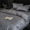 Juego de ropa de cama individual y doble de jacquard bordado de algodón 100% apto para la piel, estilo moderno de lujo ligero, juego de cuatro piezas de algodón puro de fibra larga, "Nos Vemos de Nuevo en Chunshan"