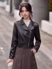 Chaqueta de cuero genuino Haining para mujer, estilo corto, nueva popular otoño 2026, chaqueta de cuero de oveja ajustada para mujer