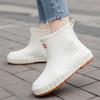 Botas de lluvia para mujer, botas de lluvia cortas de moda para adultos, zapatos de agua para mujer, botas de agua cálidas antideslizantes, zapatos antideslizantes para exterior con forro polar para mujer