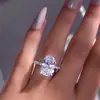 Deseo Anillo de Piedra Desnuda Grande Europeo y Americano de Venta Caliente Diamante Oval Platino Anillo de Zircón Comercio Exterior Transfronterizo Anillo de Gema
