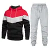 Traje Deportivo para Hombre de Comercio Exterior Transfronterizo 2023 Moda Casual Primavera y Otoño Sudadera con Capucha y Pantalones de Retazos Conjunto de Dos Piezas