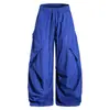 Pantalones de Trabajo Casuales de Color Sólido con Múltiples Bolsillos para Hombre, Nuevo Estilo de Primavera con Estampado de Letras, Pantalones Largos Versátiles de Pierna Ancha de Corte Holgado para Mujer
