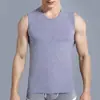 Regata masculina de ombro largo com gola redonda, respirável, justa, camada base para esportes e fitness, camiseta lisa, disponível para dropshipping