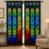 Cortinas digitales estampadas transfronterizas con patrones geométricos, hechas de tela pongee, para salas de estar, cortinas con acabado no opaco, en stock, venta al por mayor desde el fabricante