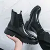 Botines Chelsea de suela gruesa con estampado de cocodrilo, talla grande transfronteriza, estilo británico moderno, botines cortos de poner, botines altos de cuero