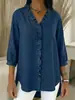 Novedad Primavera y Verano 2026 Transfronterizo Amazon Europeo y Americano Camisas Casuales para Mujer Imitación Mezclilla Cuello en V con Volantes