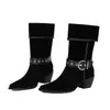 Tallas 34-43 Botas Martin Ligeras de Goma hasta la Pantorrilla Puntiagudas de Tacón Medio para Mujer Otoño e Invierno Calzado Grande Transfronterizo Europeo y Americano para Mujer